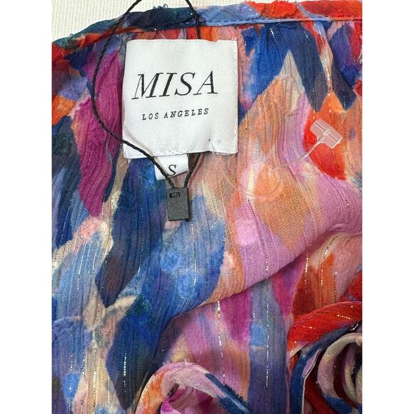 Misa Los Angeles Kalita Maxi Dress Size S Feathers of Corfu Chiffon Tiered Boho - Picture 7 of 14